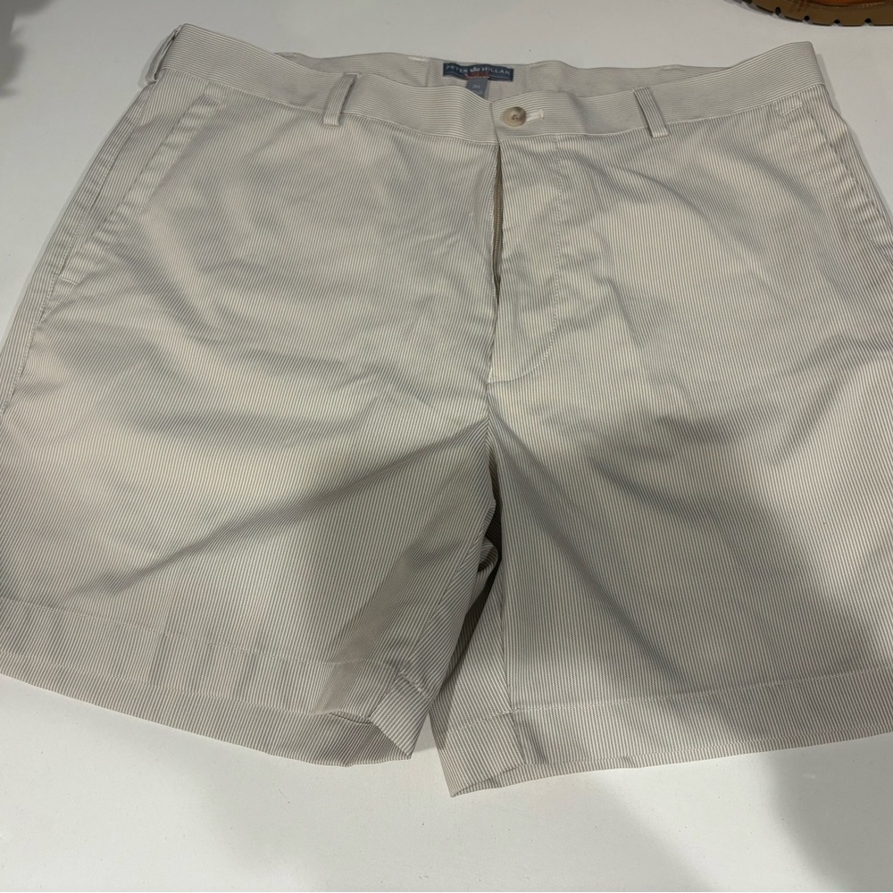 Three pairs Peter Millar Light Tan Flat Front Shorts golf shorts 36
